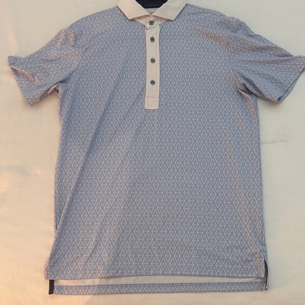 Greyson Men's Light Blue Geometric Polo Shirt